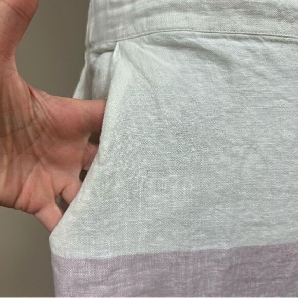 Rachel Zoe linen striped skirt with side buttons Sz M - Picture 7 of 8